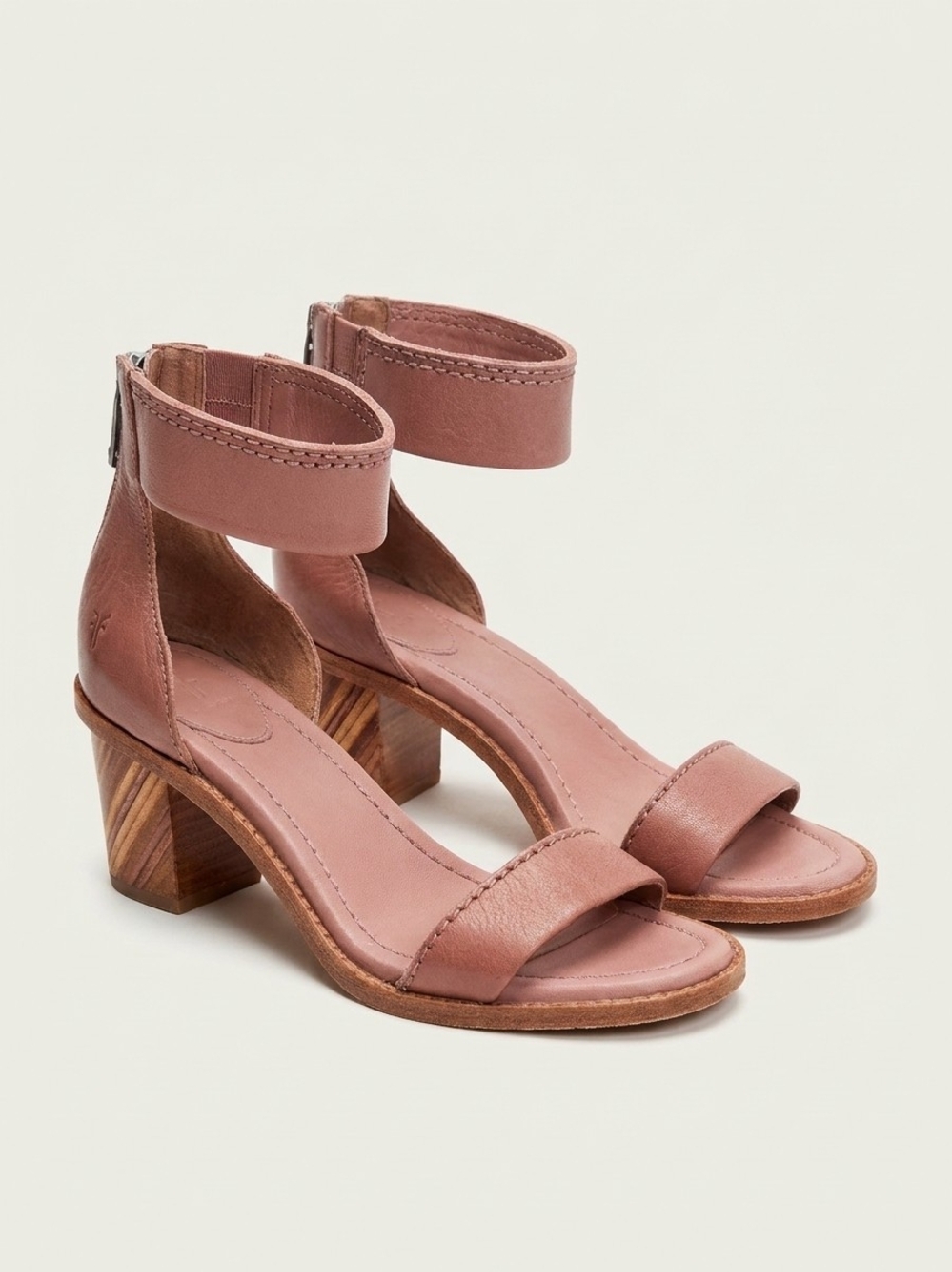 Frye Rose Leather Ankle-Strap Block Heel Sandals